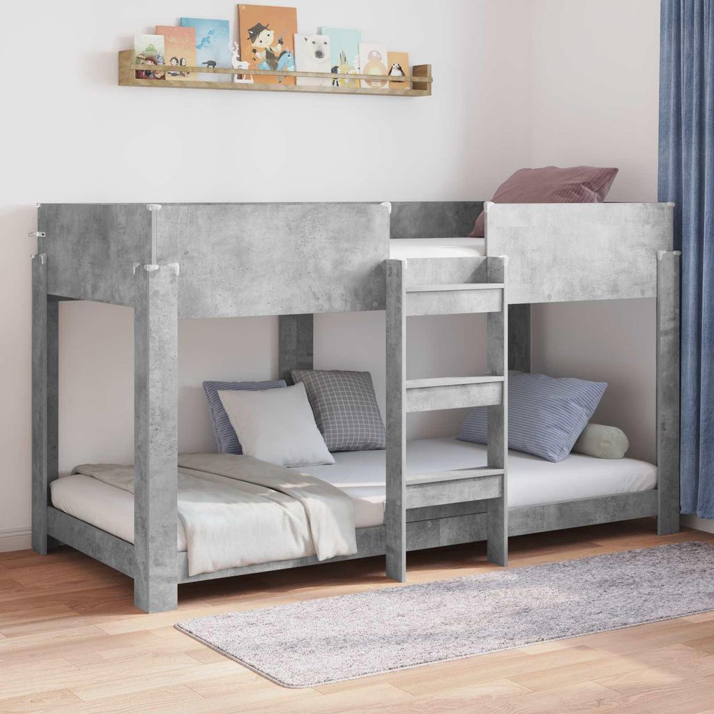 "Schlussverkauf" Einzelbett 1 PLACE - Etagenbett für Kinder Beton Grau 100x200 cm Holzwerkstoff C1902