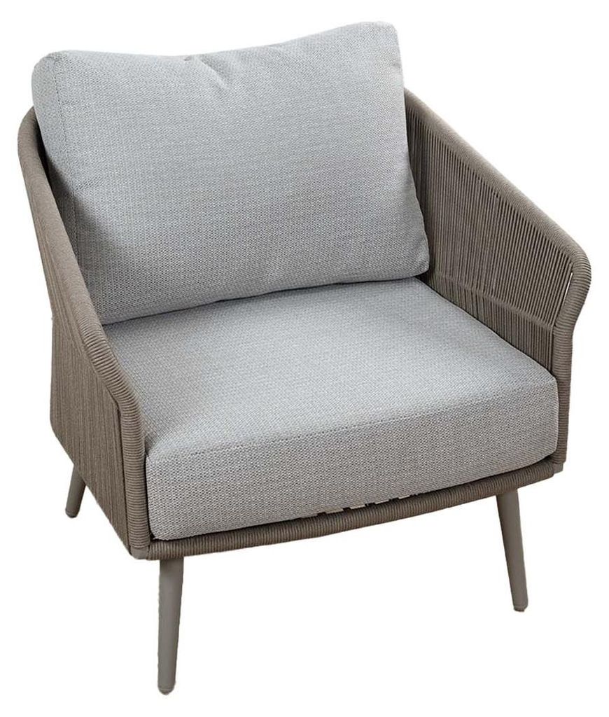 Loungesessel Alezio | Elfenbeinfarbe | Camel Mocca
