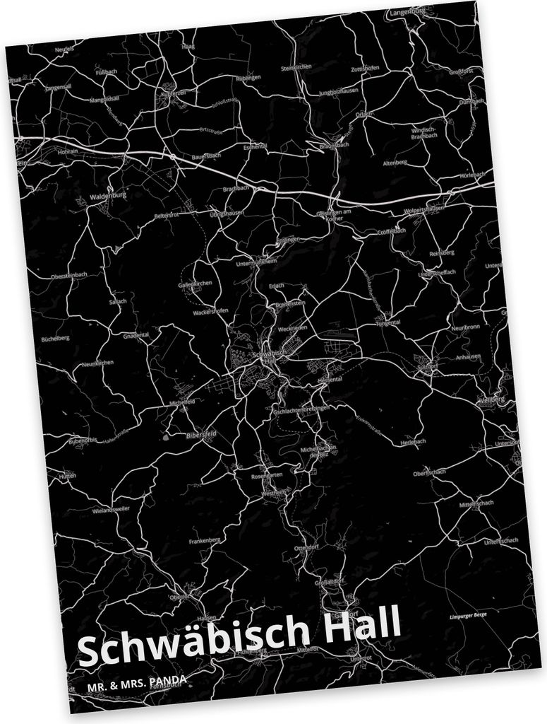 Mr. & Mrs. Panda Postkarte Schwäbisch Hall - Geschenk, Fotokarte, Stadt Dorf Karte Landkarte Map Stadtplan, Postkarten, Ansichtskarten, Grußkarte...