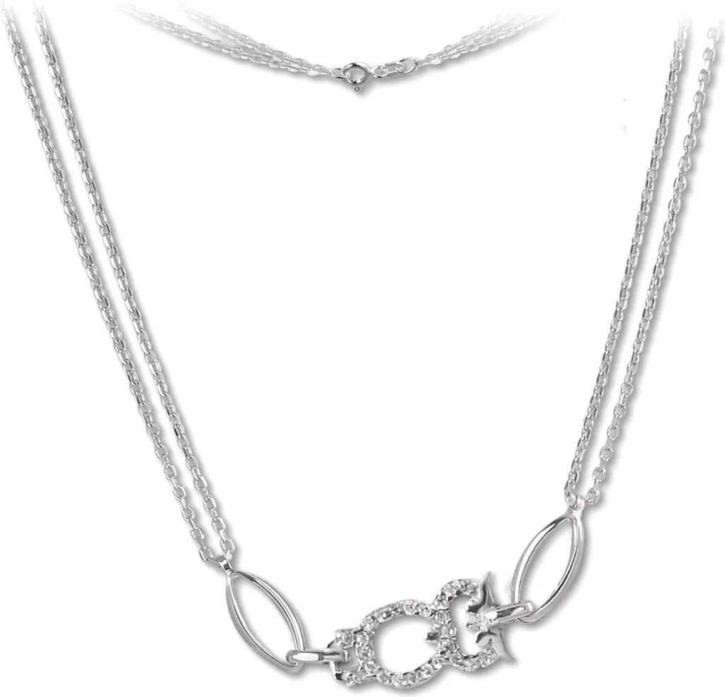 Collier Femme en Argent 925 Pendentif Hibou et Zirconium SilberDream 44cm