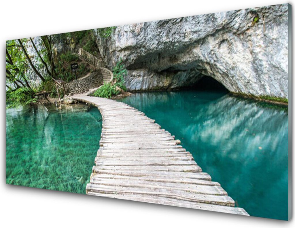 Küchenrückwand aus Glas 100x50cm Spritzschutz Brücke See Architektur