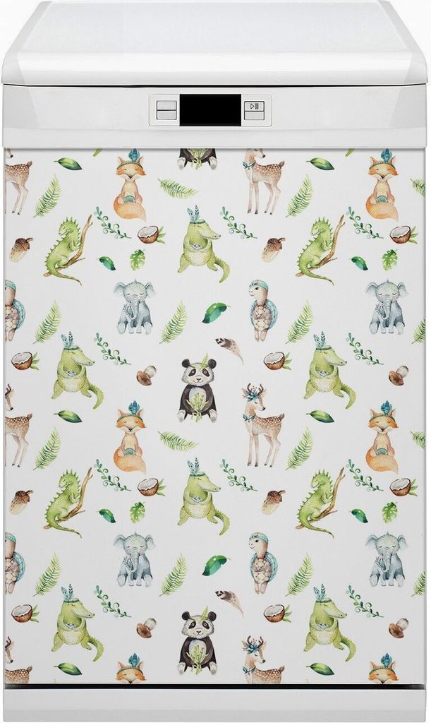 Magnet Folie für Geschirrspüler Magnete Geschirrspüle Magnet für Spülmaschine 45x80 cm Nachbildung - Fröhliche Tiere