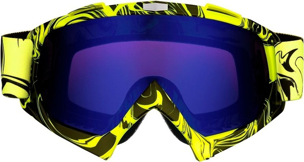 Occhiali da motocross gialli con lenti blu-viola Immagine del prodotto 