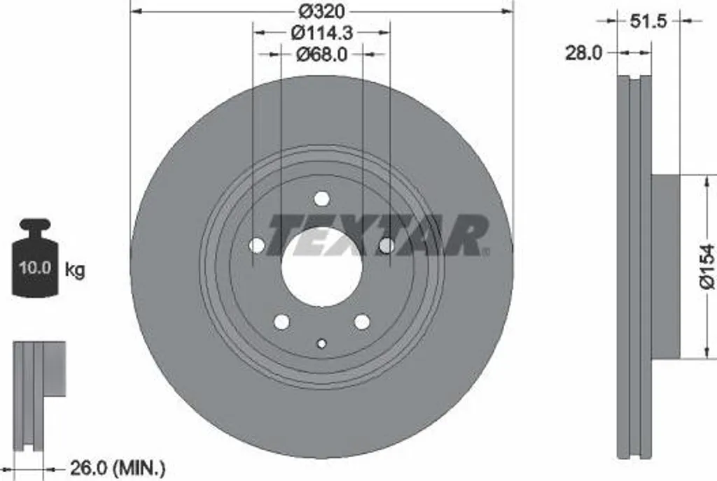 Disque de frein ventilé TEXTAR haute performance pour SUV CX-5