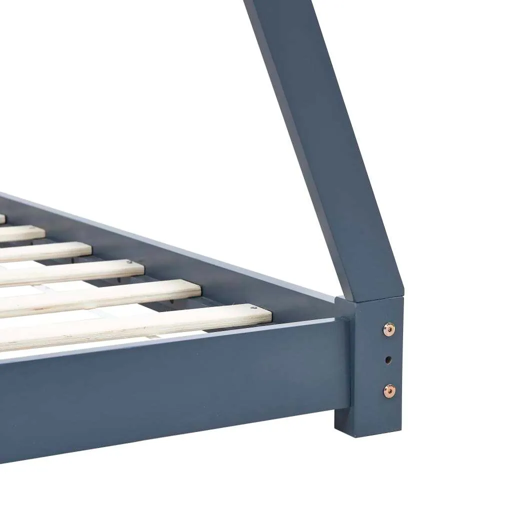 Lit enfant 70x140 cm bois massif gris idéal pour transition de lit
