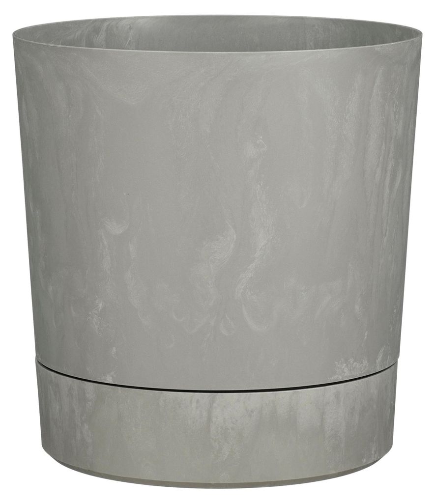 Mica Decorations Blumentopf Coco - mit Bodenschale - betongrau - H37 x T35 cm - Kunststoff