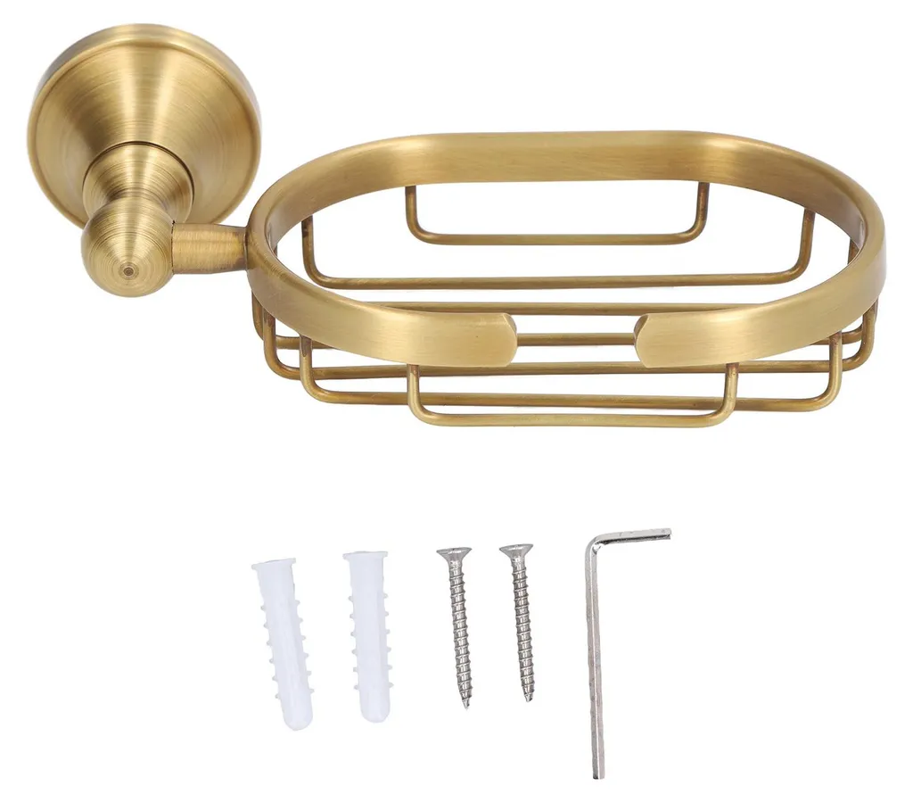 Support savon mural vintage en cuivre et inox - Accessoire décoratif 14cm