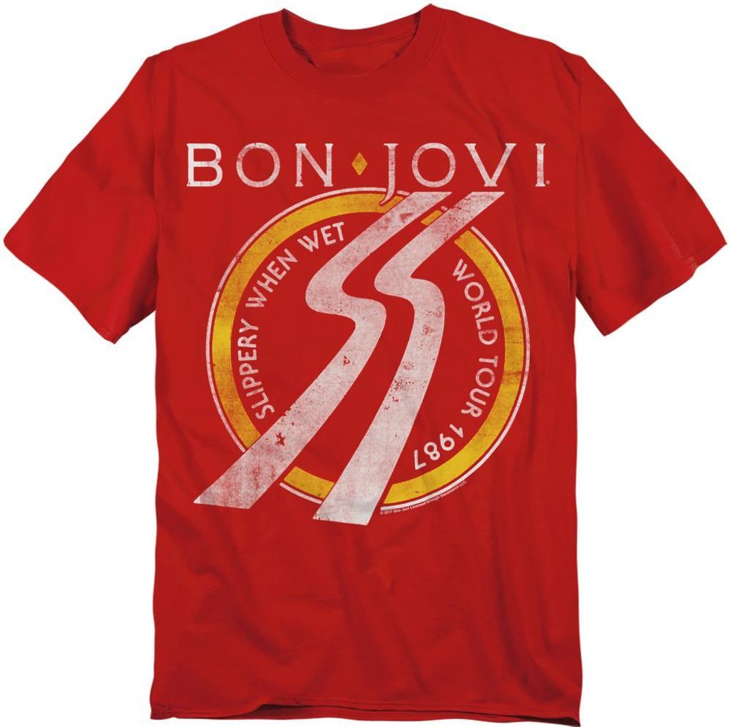 Bon Jovi - "Slippery When Wet" T-Shirt für Herren/Damen Uni TV20674 (3XL) (Rot)