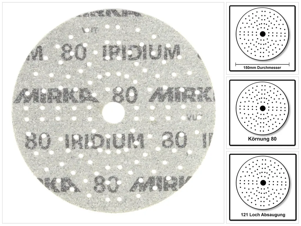 Mirka IRIDIUM Dischi abrasivi Grip 150mm K80, 100 pz. ( 246CH09980 )