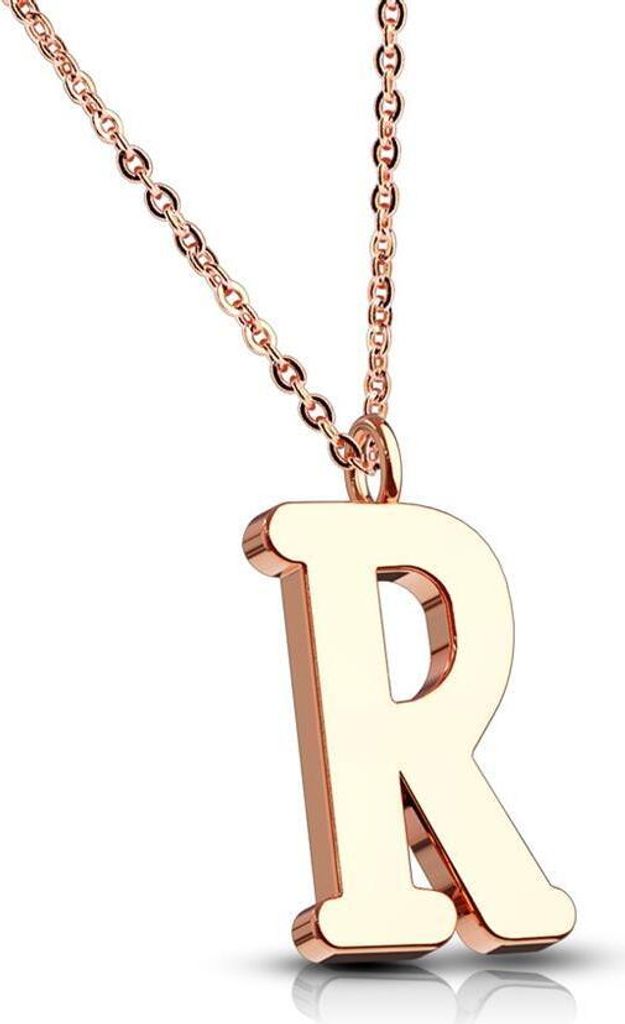 R - Kette Buchstaben Anhänger Rosegold aus Edelstahl Damen R
