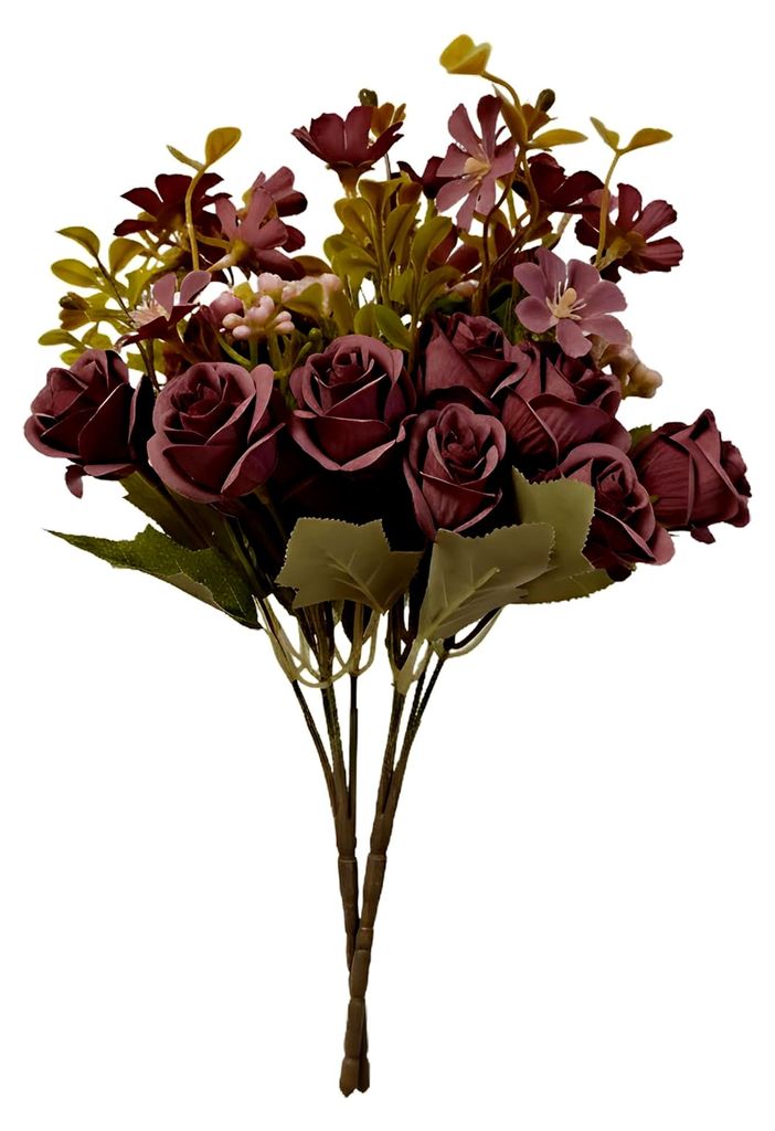 Künstliche Rosen in Lila und Violett - 2 Bündel Seidenblumen mit Füllblumen, 30 cm Kunstblumenstrauß für Hochzeits- und Tischdekoration sowie ...