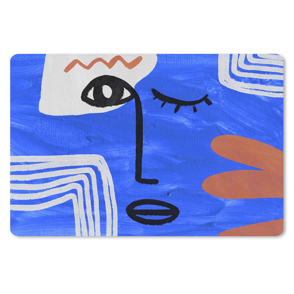 MuchoWow Mauspad Mousepad Gesicht - Blau - Abstrakt 27x18 cm - Mousepads - Maus Mat - Pad - Mausunterlage - Büroartikel - Desk Matten