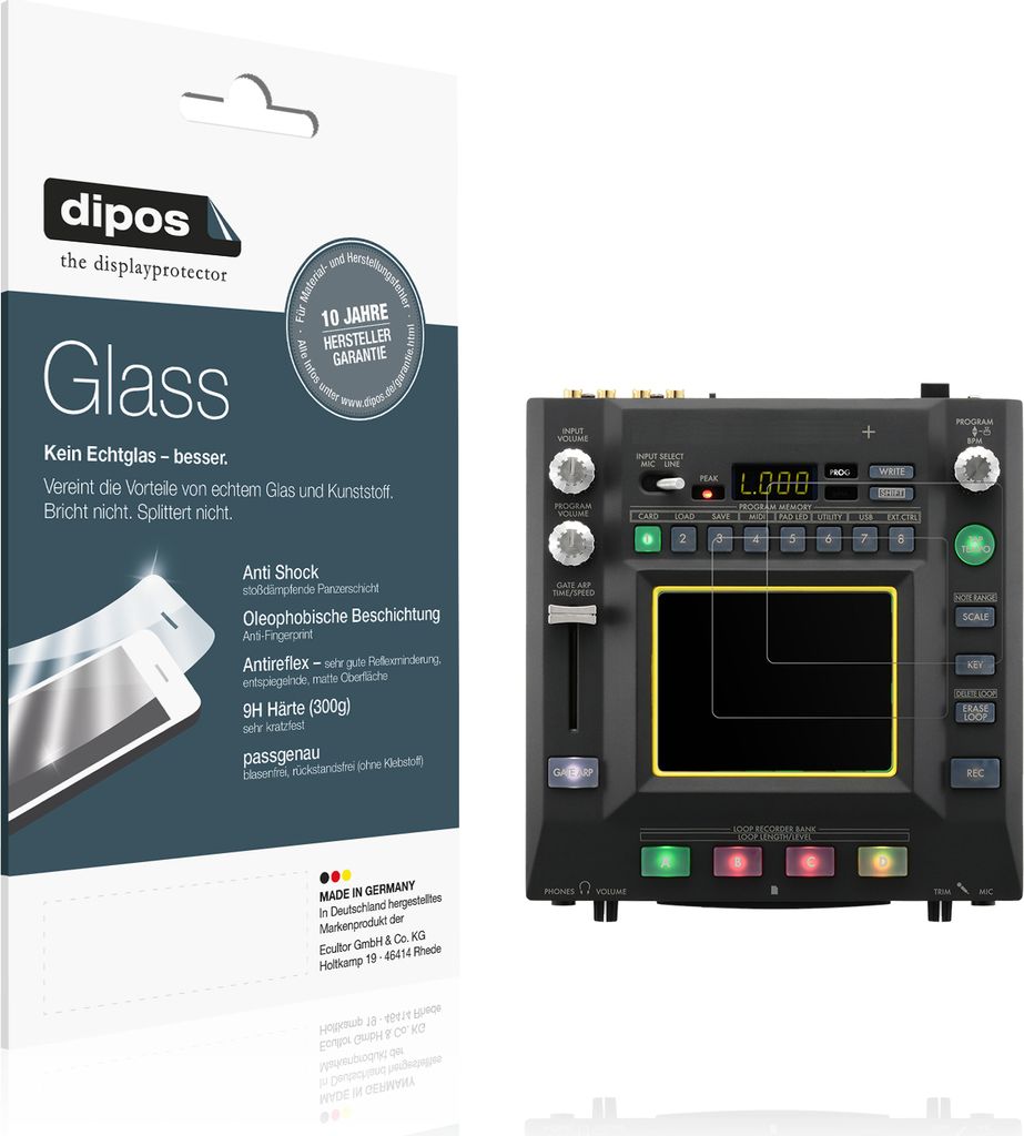 2x Schutzfolie für Korg Kaossilator Pro Plus matt - Anti-Shock 9H Folie dipos Glass Kunststoffglas