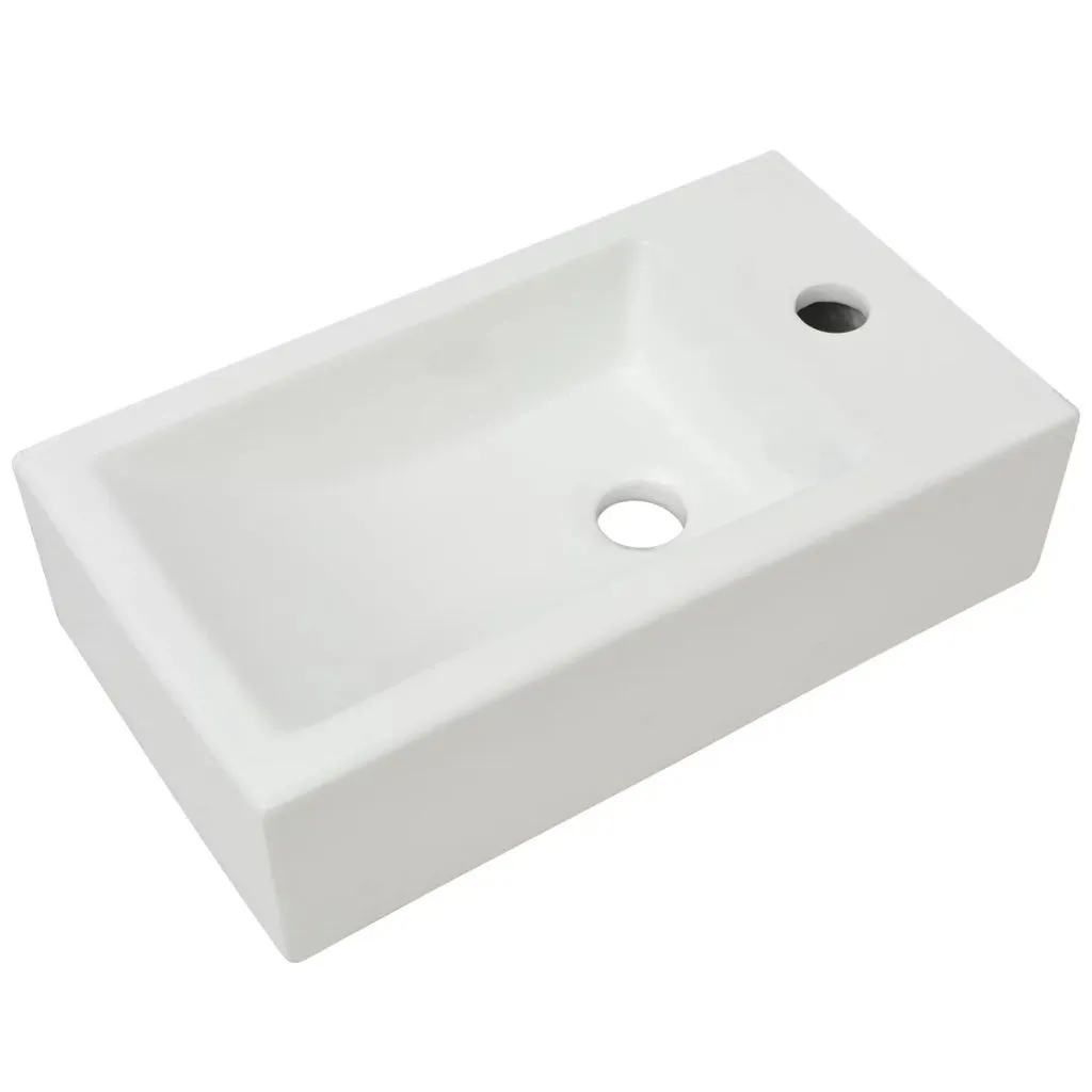 Lavabo Rettangolare Ceramica Bianca 46x25,5x12 cm | Offerta vidaXL