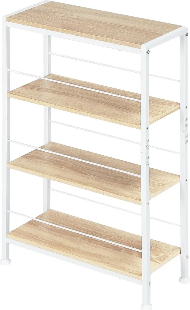 Bibliothèque échelle étroite 4 niveaux 50x78x20 cm en chêne et métal