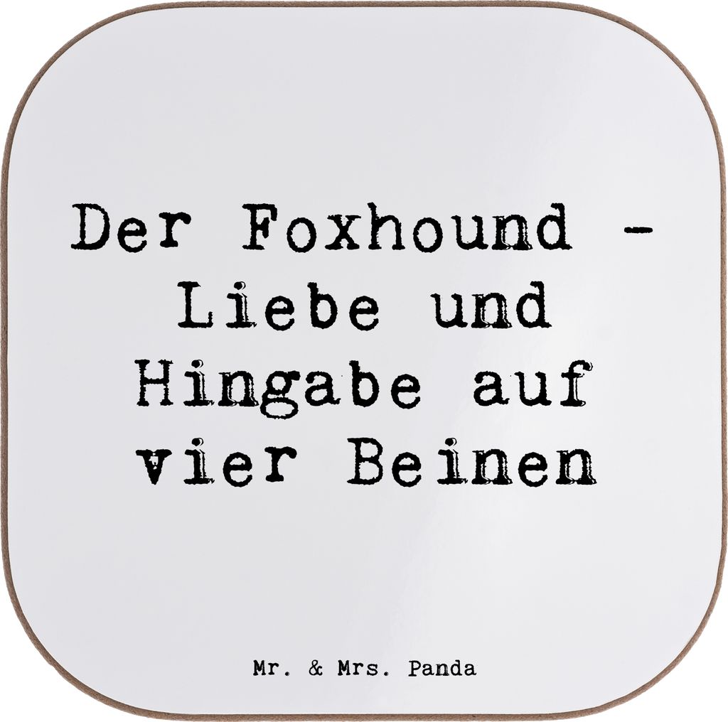 Mr. & Mrs. Panda Untersetzer für Gläser Spruch Liebevoller Foxhound - Weiß - Geschenk, Hunderasse, Eigenschaften, gläseruntersetzer, Bedingungs...