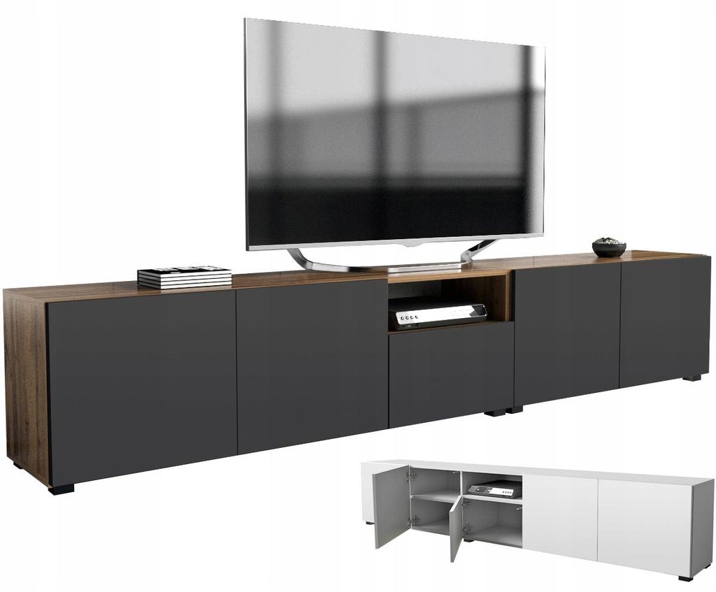 RTV-Sideboard 250 cm Eiche Wotan Schwarz Matt stehend oder Produktbild 