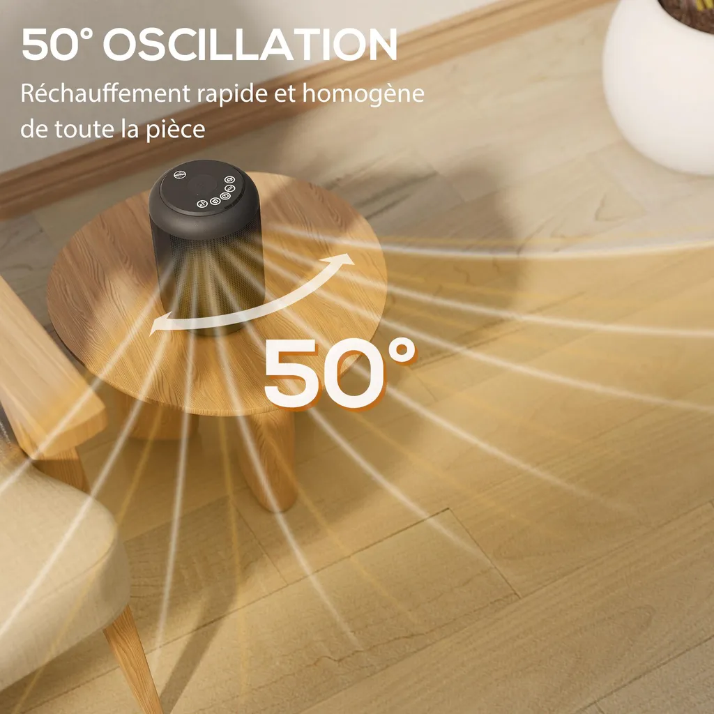 Chauffage d'Appoint Céramique avec Thermostat - Radiateur Compact 1500W - 8