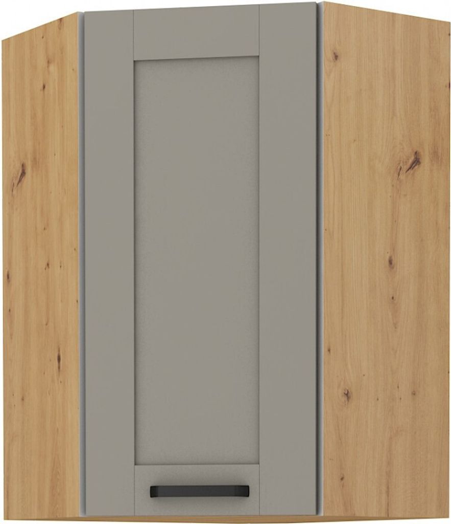 Hoher Eckschrank LAILI – 58x58 cm, hellgrau / Eiche Artisan Produktbild 