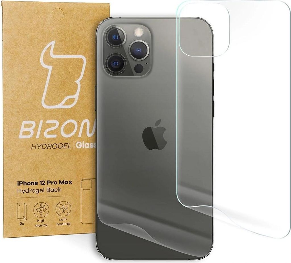 Bizon Glass Hydrogel Rückfolie, iPhone 12 Pro Max, 2 Stück