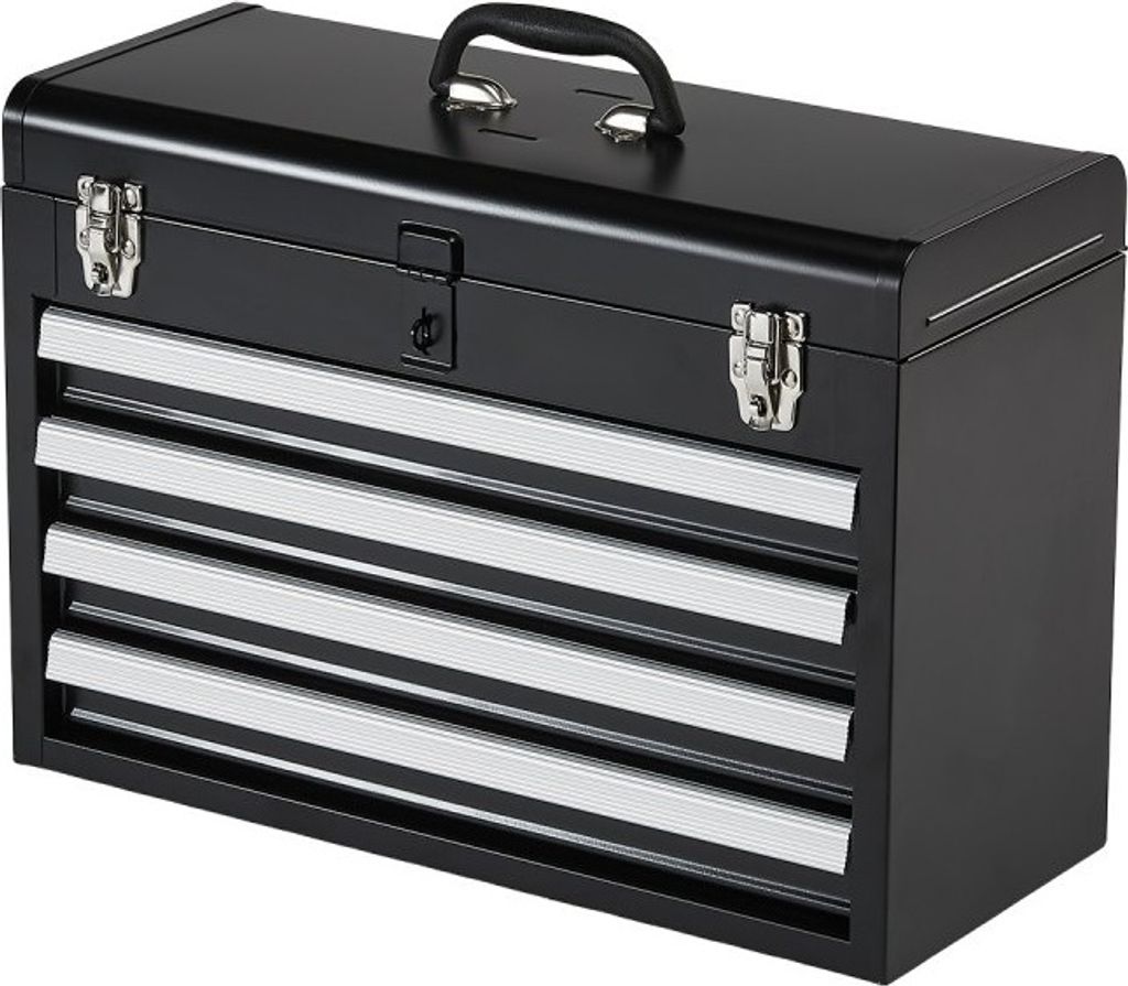 Werkzeugkasten mit 4 Schubladen - Robuster Werkzeugkoffer 520x218x361mm - Handliche Werkzeugkiste für Heimwerker und Profis