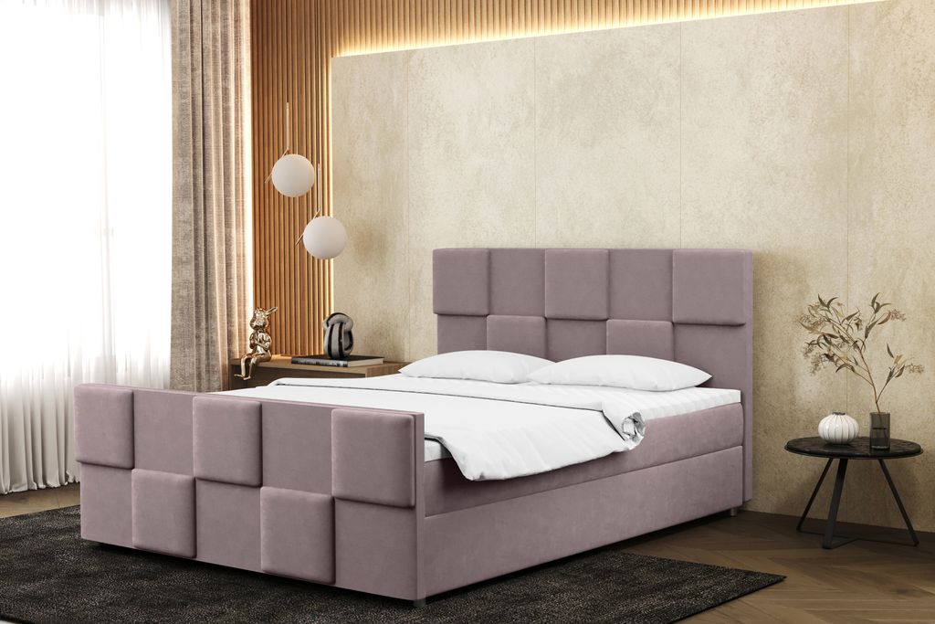 Kaiser Möbel Boxspringbett 160x200 cm mit bettkasten matratze und topper ZEPHYR Heidekraut