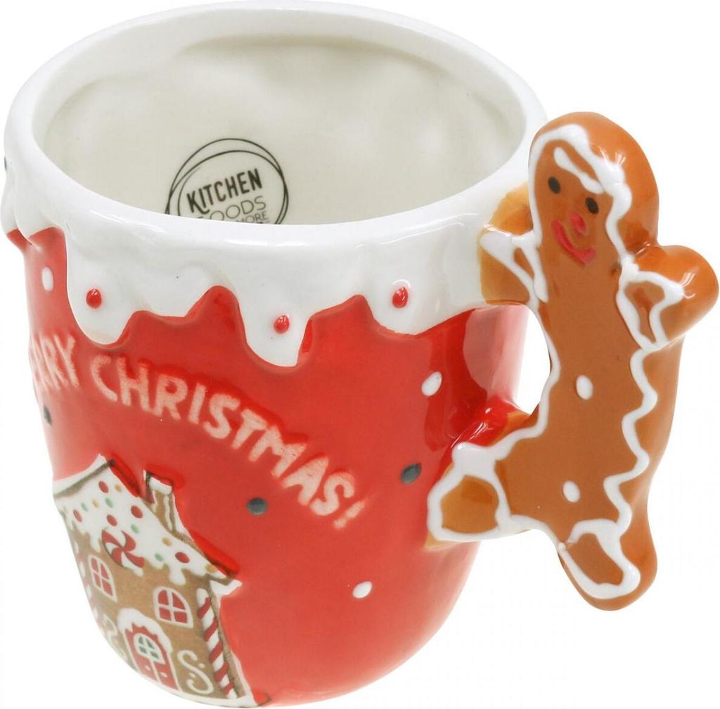 Kaemingk Lebkuchenmann-Tasse 9,5 Cm – Keramik Teetasse Mit Henkel, Weihnachtliche Form, Braun, Nicht Spülmaschinengeeignet