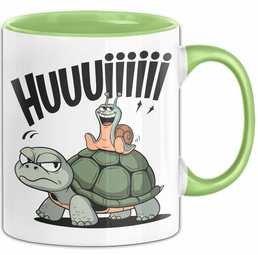Schildkröte Tierliebhaber Tasse Geschenk Lustige Geschenkidee Spruch Schildkröte Und Schnecke (Grün)