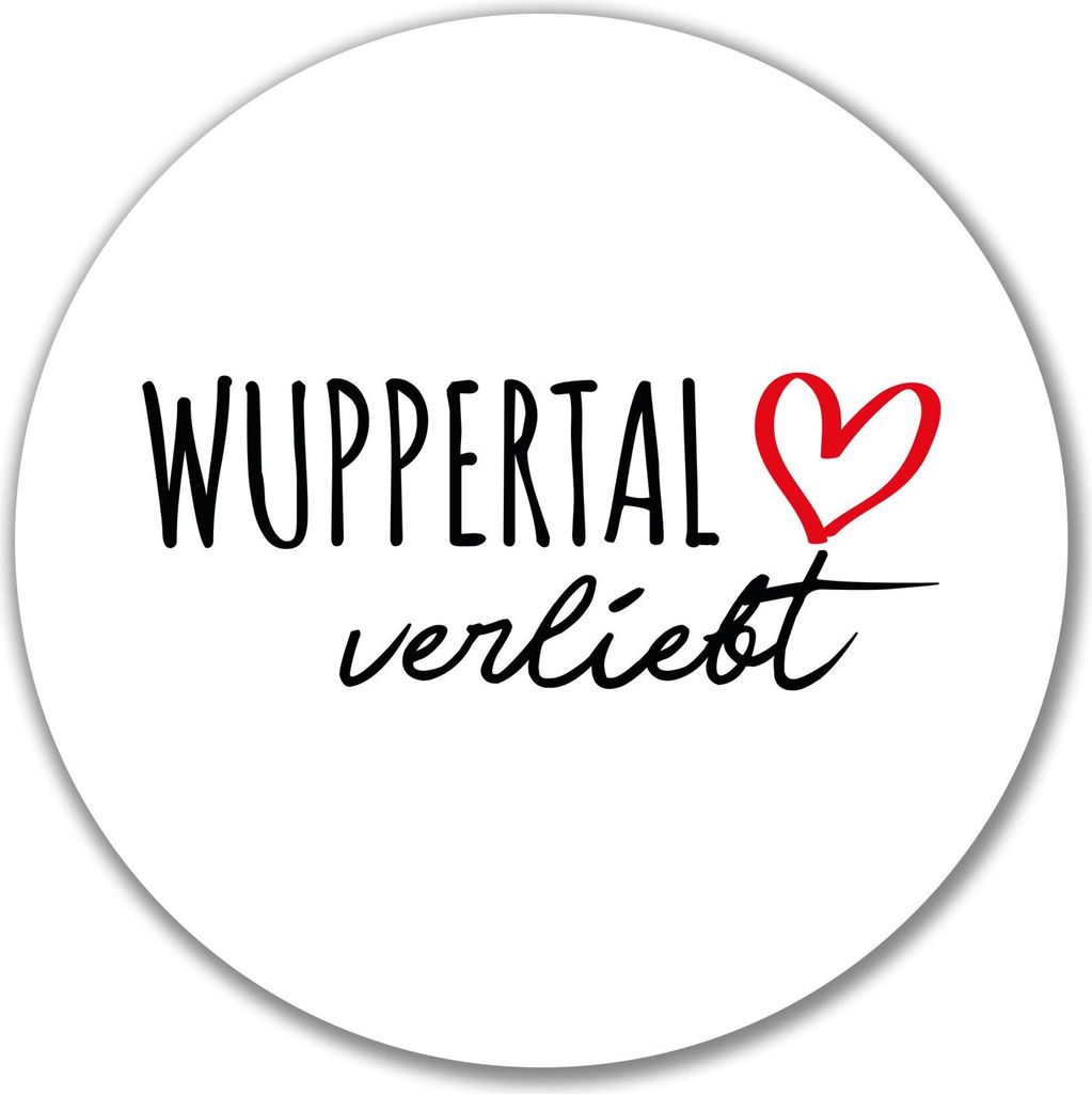 Huuraa Aufkleber Wuppertal verliebt 10cm rund Sticker Geschenkidee