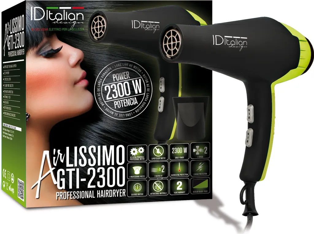 Asciugacapelli Airlissimo GTI 2300 Id Italian Verde - Potenza Professionale