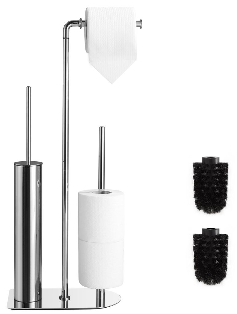 Toilettenpapierhalter mit Toilettenbürste und Aufbewahrungsmöglichkeit, freistehender Toilettenpapierhalter für Badezimmer und Gästetoiletten, ...