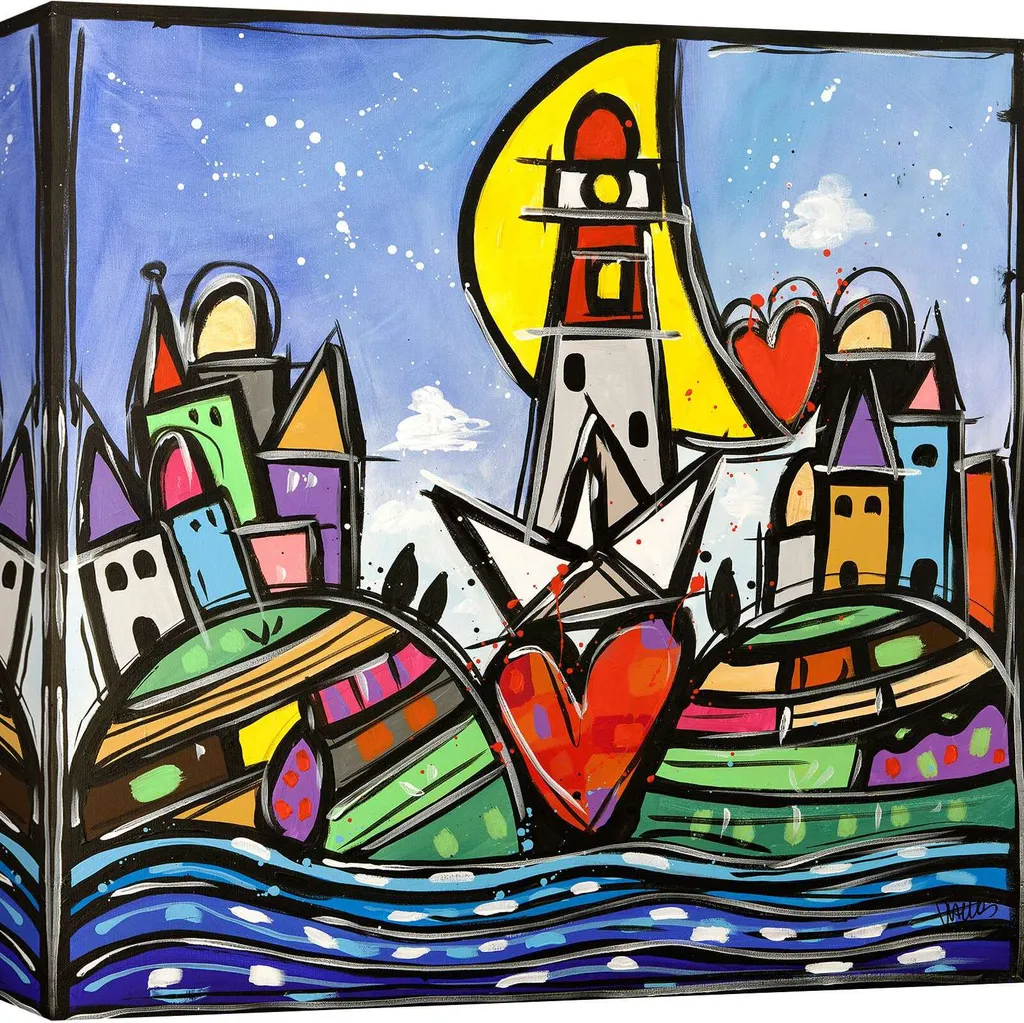 Tableau coloré Le Coeur Wallas 90x90 cm - Toile haute définition XL