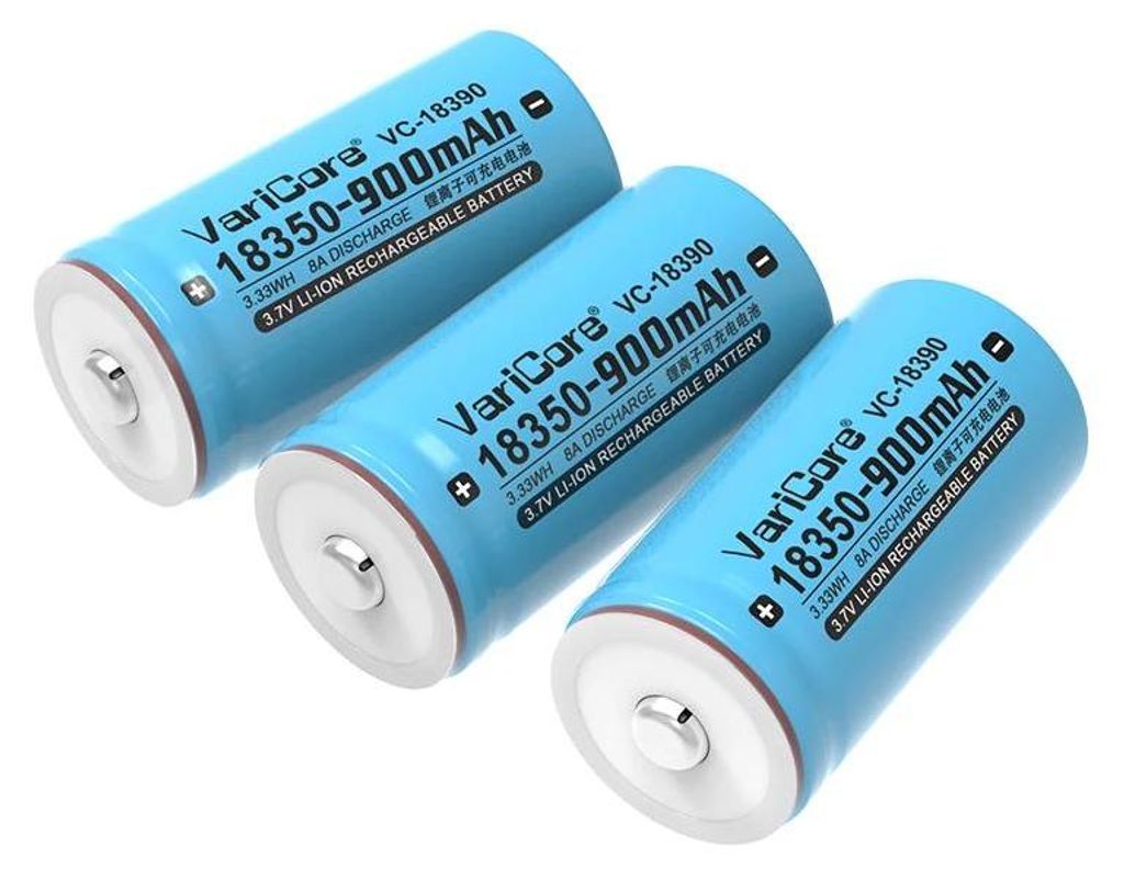 3,7 V 18350 Lithium-Ionen Akku - Wiederaufladbare Batterie - 1000 mAh - Modell VC-18390 - Für Multimeter Taschenlampe Lampe - 3er Pack