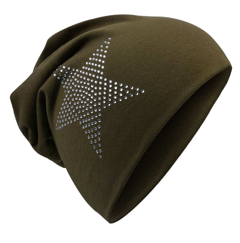 Kinder Beanie StrassStern Olivgruen-M Produktbild 