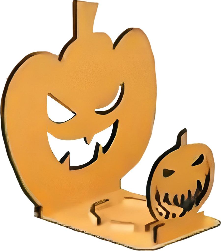 Lustiger Halloween-Schattenkerzenhalter mit Hexen-, Skelett-, Kürbis- und Katzensilhouette als Tischdekoration für Zuhause und Partys.
