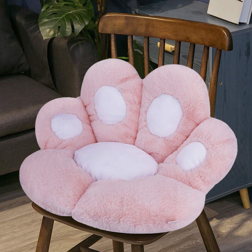 Rückenkissen, Sitzkissen, niedliches Stuhlkissen mit Katzenpfoten, flauschiges, bequemes Sitzkissen, warme und bequeme Liege fürs Büro, rosa
