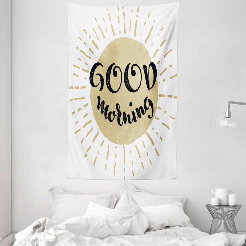 ABAKUHAUS Guten Morgen Sonnenschein Wandteppich und Tagesdecke, Cartoon Sun aus Weiches Mikrofaser Stoff Waschbar ohne Verblassen Digitaldruck, 140...