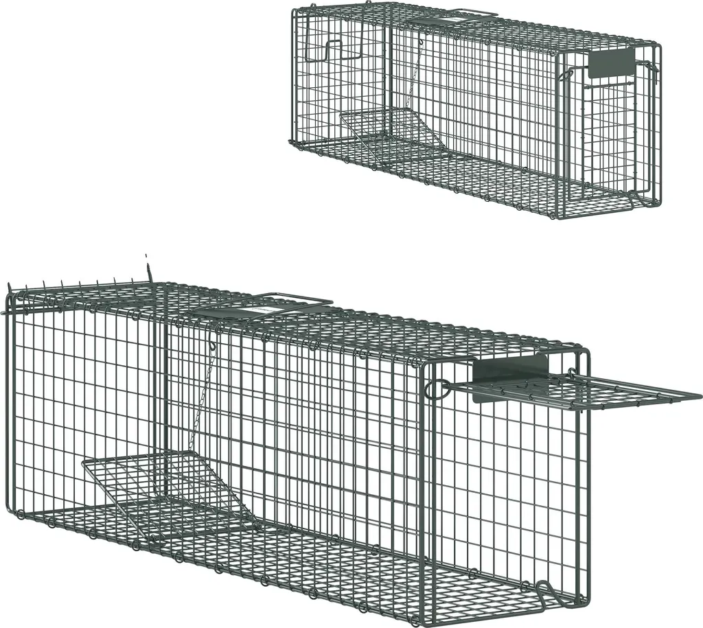 Cage de capture vivante à double entrée 100 cm verte pour animaux errants