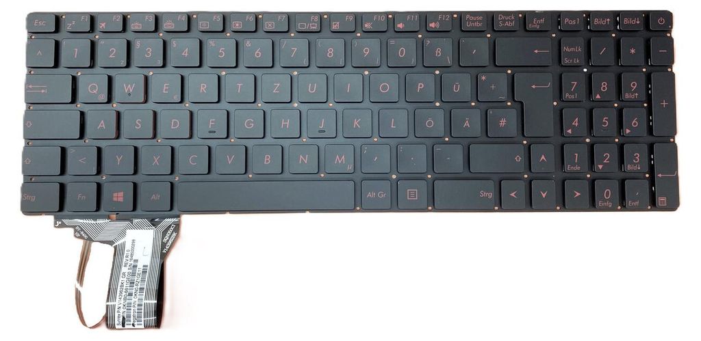 Tastiera DE nera senza cornice incl. retroilluminazione per Asus N751J