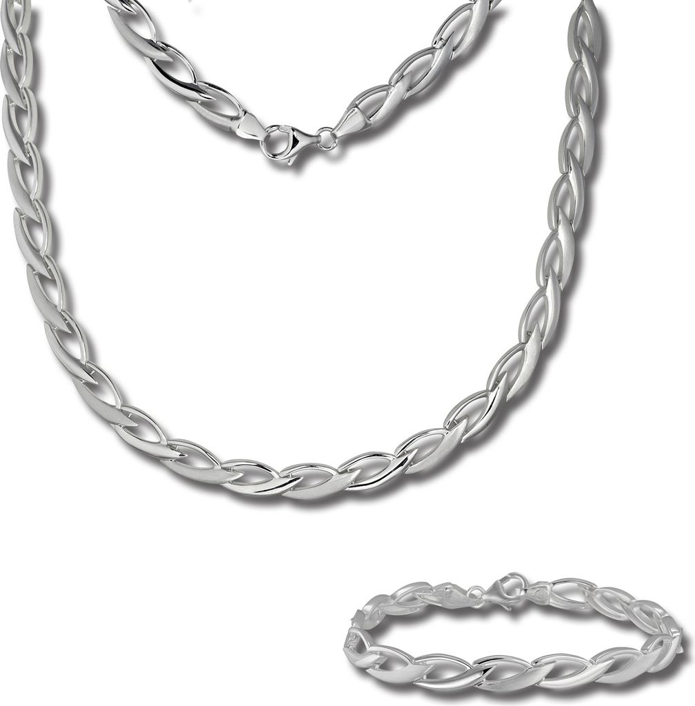 SilberDream Collier Armband Schmuck-Set für Damen Zopf Silber glanz SDS438J