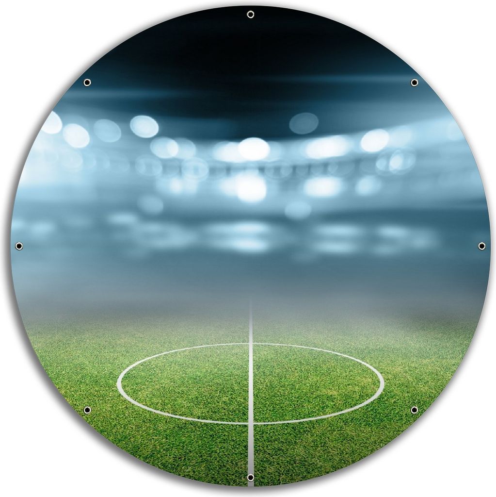 Wallario rundes Outdoor-Poster für Garten oder Balkon, Motiv Fußball Stadion Mittellinie II, 60 cm Durchmesser