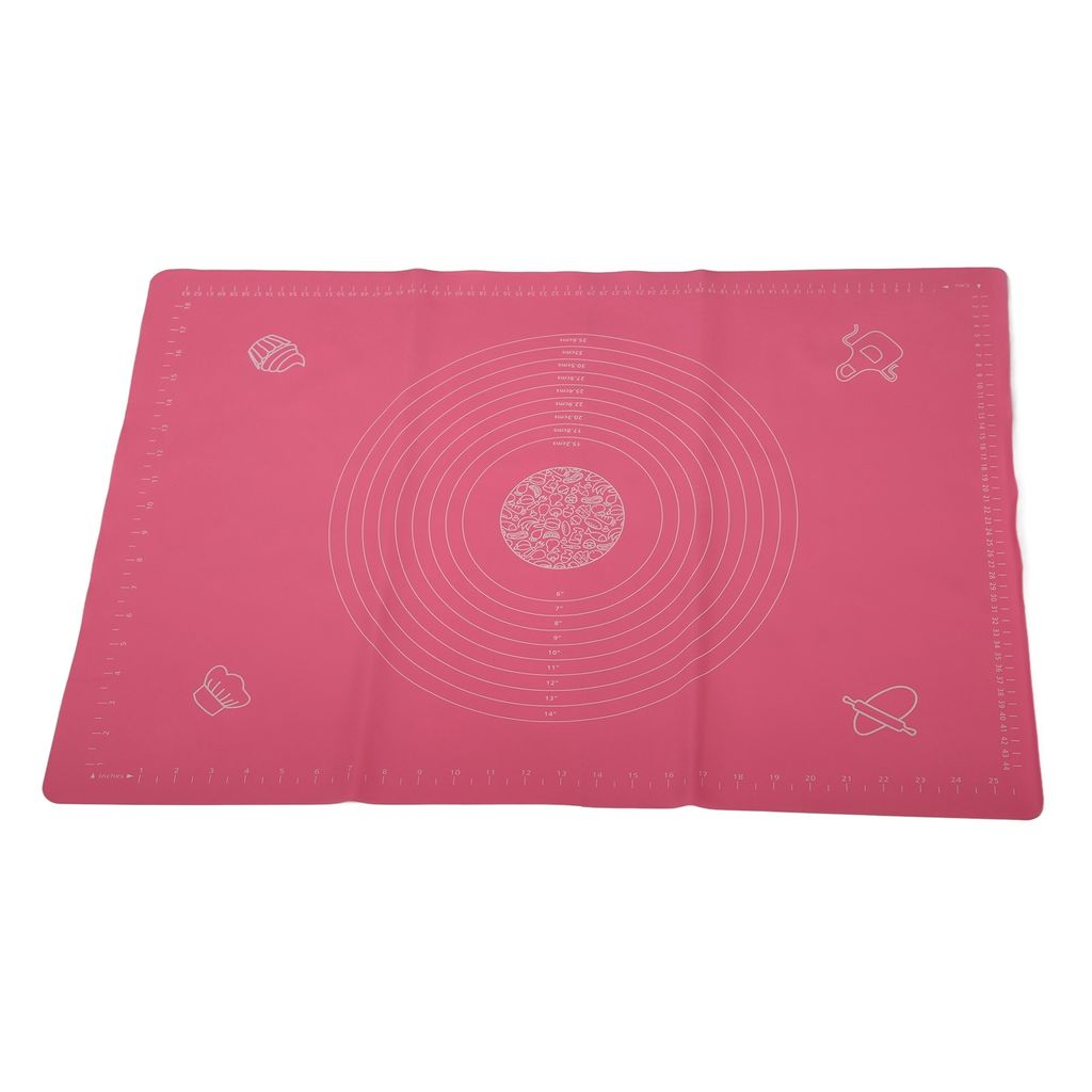 Teigausrollmatte aus Silikon mit Antihaftbeschichtung und Skala, Küchenbackzubehör (Pink, 50 x 70 cm)
