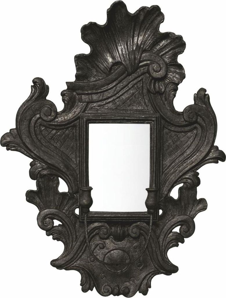 Casa Padrino Luxus Barock Spiegel mit Kerzenhalter Antik Schwarz H. 85 cm - Italy