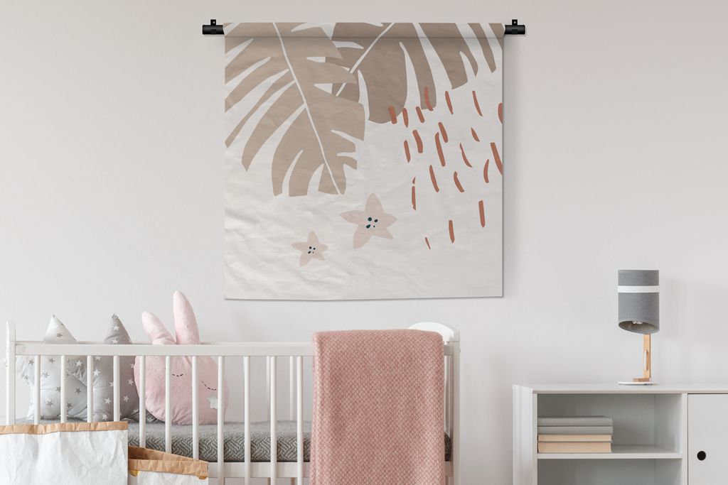 MuchoWow Wandteppich Wandbehang Sommer - Stern - Blatt 90x90 cm Tapisserie Dekoration Wandtuch - Wandaufhänger