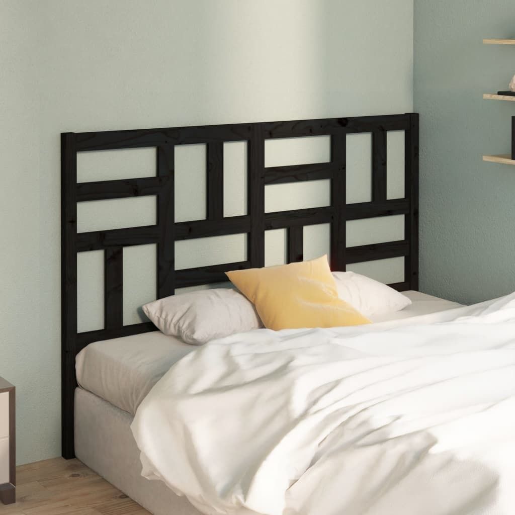 "Rabatt" Bettkopfteil modern - Kopfteil für Bett - Schwarz 126x4x104 cm Massivholz Kiefer - Kopfteile CC21550