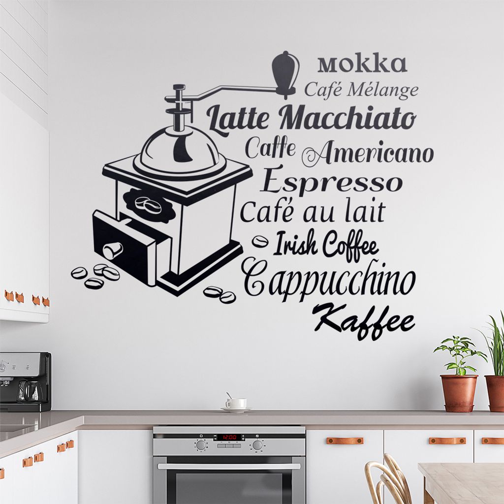 Wandtattoo Kaffee Nr. 3 Wandtattoo in 6 Größen - Wandaufkleber Wall Sticker - Dekoration, Küche, Wohnzimmer, Schlafzimmer, Badezimmer