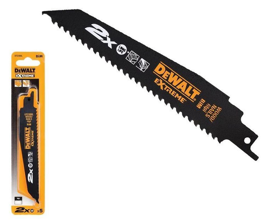 DEWALT Säbelsägeblatt 152x4,2 mm Holz mit Nägeln 5 Stück DT2300L-QZ – Ansicht 2