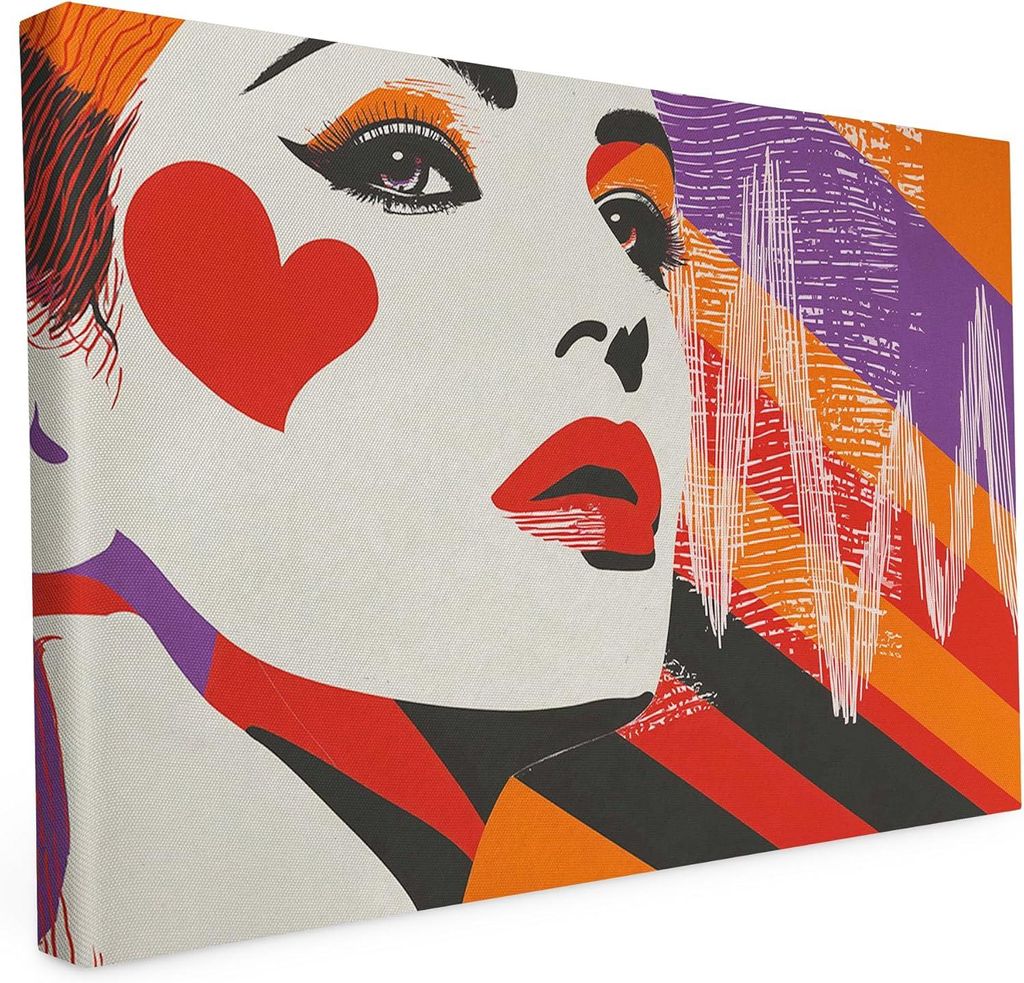 Keilrahmen bedruckt - Frau - Pop Kult - rot - 20x30 cm - Wandbild auf Künstler Leinwand – hochwertiger Kunstdruck - 2cm Holzrahmen mit 280g Canvas