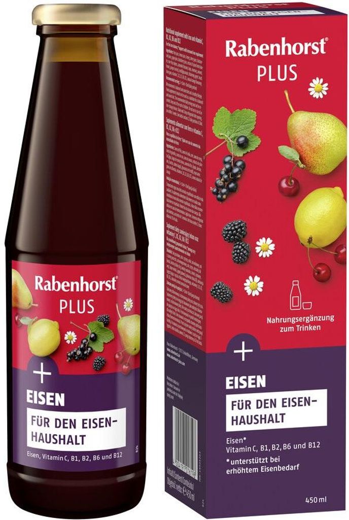 NAPÓJ OWOCOWO - ZIOŁOWY Z ŻELAZEM I WITAMINAMI C, B1, B2, B6, B12 450 ml - RABENHORST
