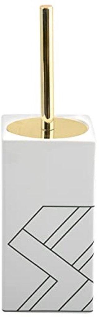 Keramische Toiletborstel-Set, weiß-gold, 3er-Pack